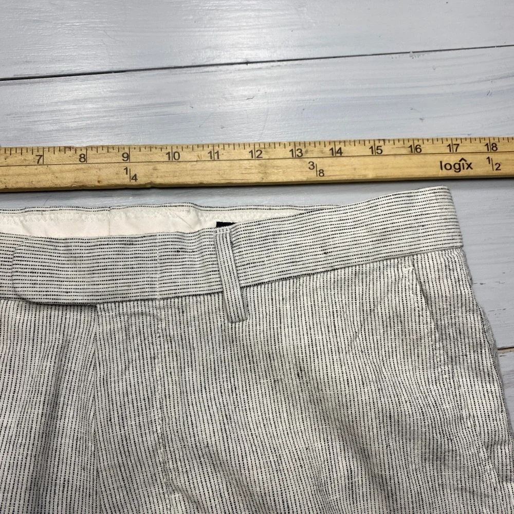 J.Crew Slim Bedford Pants Mens 32x34 White Blue Stripe Linen Blend Dress Casual
